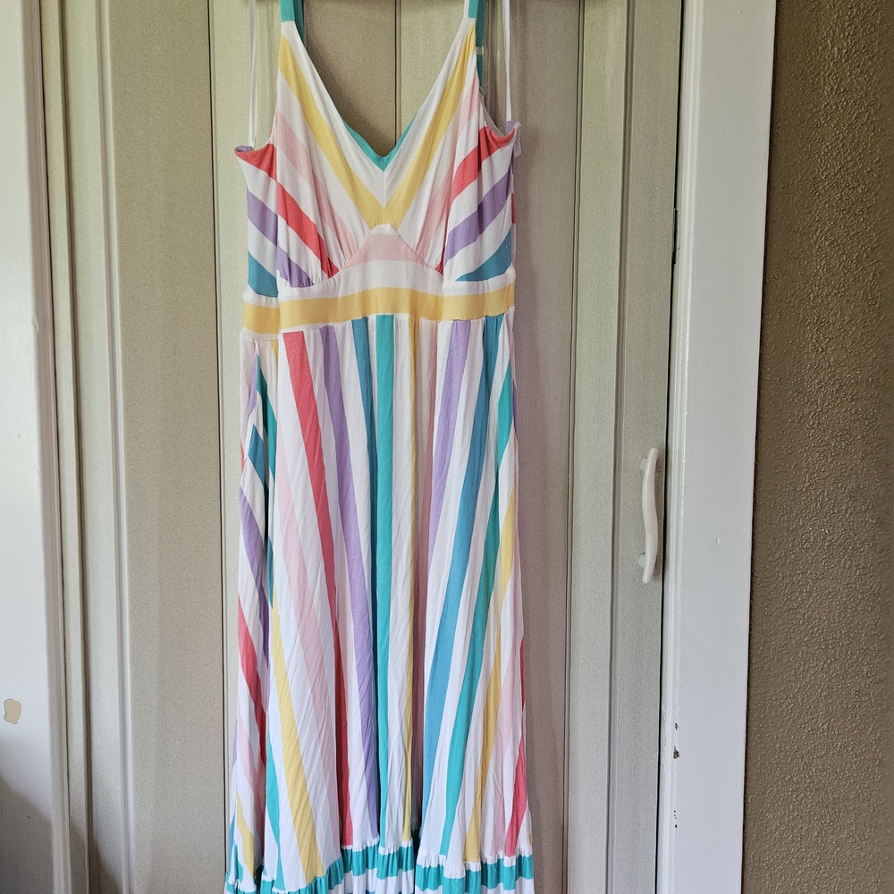 Torrid Pastel Striped Tank Dress With Pockets Size 3